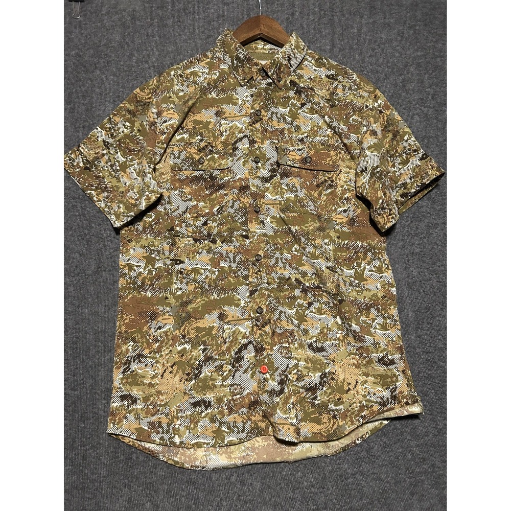Duck camp digital camouflage button shirt mens short sleeve Large outdoors - Picture 2 of 8